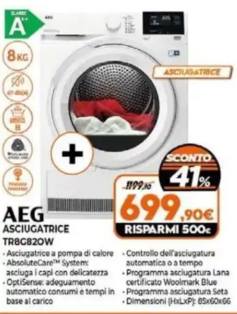 Expert AEG ASCIUGATRICE TR8G820W offerta