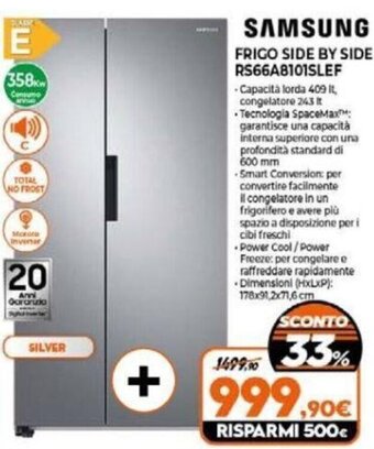 Expert SAMSUNG FRIGO SIDE BY SIDE RS66A8101SLEF offerta