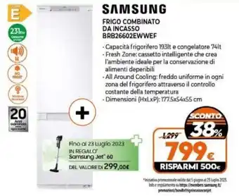 Expert SAMSUNG FRIGO COMBINATO DA INCASSO BRB26602EWWEF offerta