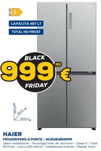 Euronics HAIER FRIGORIFERO 4 PORTE - HCR3818ENMM offerta