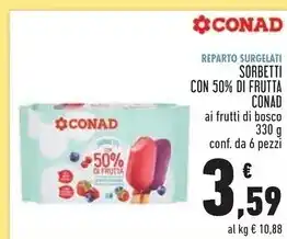 Conad Conad sorbetti con 50 % di frutta offerta