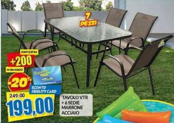 Risparmio Casa TAVOLO VTR +6 SEDIE MARRONE ACCIAIO offerta