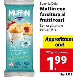 Lidl Bononia dolci muffin con farcitura ai frutti rossi offerta