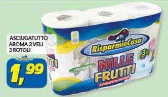 Risparmio Casa ASCIUGATUTTO AROMA 3 VELI 3 ROTOLI offerta