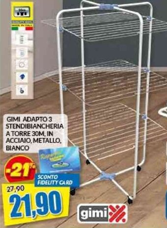 Risparmio Casa GIMI ADAPTO 3 STENDIBIANCHERIA A TORRE 30M, IN ACCIAIO, METALLO, BIANCO offerta