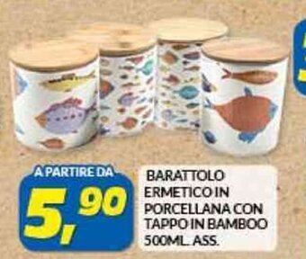 Risparmio Casa BARATTOLO ERMETICO IN PORCELLANA CON TAPPO IN BAMBOO 500ML ASS. offerta