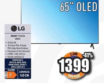 Unieuro LG SMART TV OLED 65A26 offerta