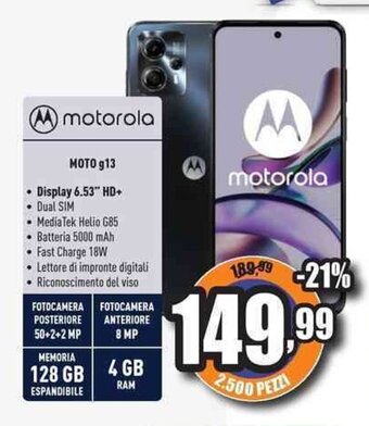 Unieuro motorola MOTO g13 offerta