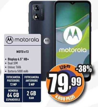Unieuro motorola MOTO e13 offerta