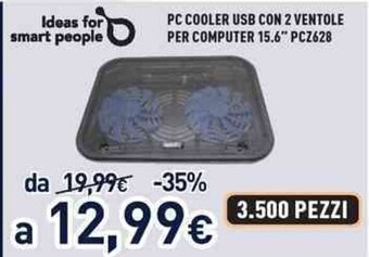 Unieuro PC COOLER USB CON 2 VENTOLE PER COMPUTER 15.6" PCZ628 offerta