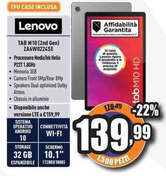 Unieuro Lenovo TAB M10 (2nd Gen) ZA6W0224SE offerta