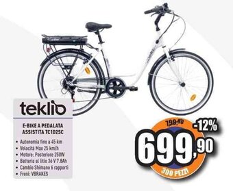 Unieuro teklio E-BIKE A PEDALATA ASSISTITA TC1D2SC offerta