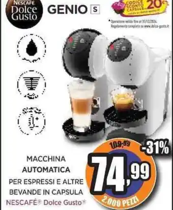 Unieuro NESCAFE M Dolce GENIO S Gusto ACCHINA AUTOMATICA offerta
