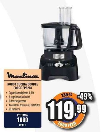 Unieuro Moulinex ROBOT CUCINA DOUBLE FORCE FP8218 offerta