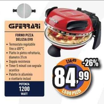 Unieuro GFERRARI FORNO PIZZA DELIZIA EVO offerta