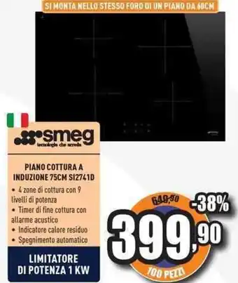 Unieuro smeg PIANO COTTURA A INDUZIONE 75CM S12741D offerta