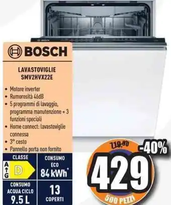 Unieuro BOSCH LAVASTOVIGLIE SMV2HVX22E offerta