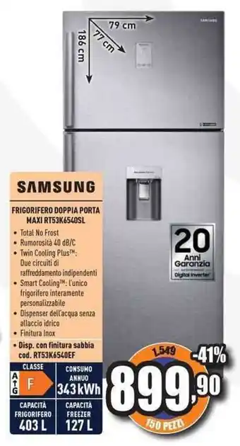 Unieuro SAMSUNG FRIGORIFERO DOPPIA PORTA MAXI RT53K6540SL offerta