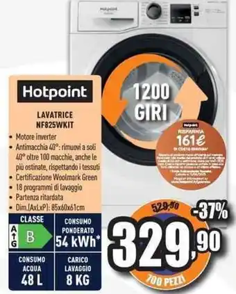 Unieuro Hotpoint LAVATRICE NF825WKIT offerta