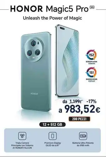 Unieuro HONOR Magic5 Pro offerta