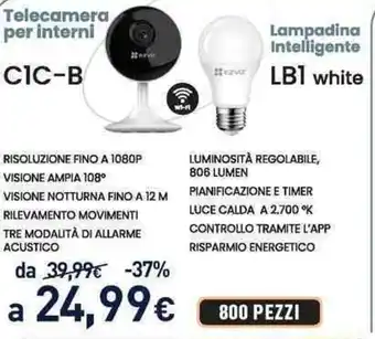 Unieuro Telecamera per interni Lampadina Intelligente LB1 white offerta