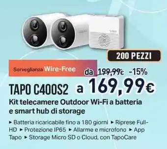 Unieuro TAPO C400S2 Kit telecamere Outdoor Wi-Fi a offerta