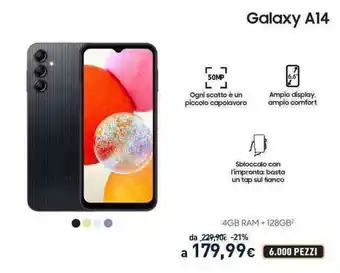 Unieuro Galaxy A14 offerta