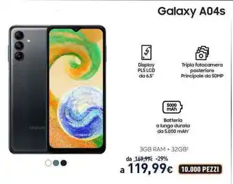 Unieuro Galaxy A04s offerta