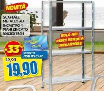 Risparmio Casa SCAFFALE METALLO AD INCASTRO 4 PIANI ZINCATO 80X30X150H offerta