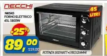 NECCHI FORNO ELETTRICO 45L 1800W