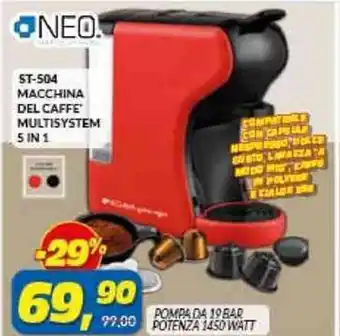 Risparmio Casa Neo ST-504 MACCHINA DEL CAFFE' MULTISYSTEM 5 IN 1 offerta