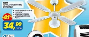 Risparmio Casa VENTILATORE SOFFITTO C/LUCE 70W offerta