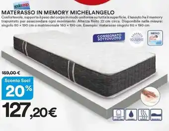 Ipercoop Materasso in memory michelangelo offerta