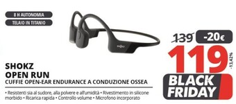 Shokz openrun auricolare wireless passanuca sport bluetooth nero