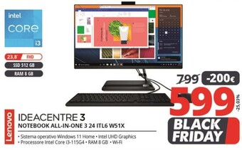 Comet Lenovo ideacentre 3 notebook all-in-one 3 24 itl6 w51x offerta