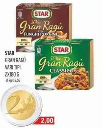 Coop Star Gran Ragù vari gusti 180g x 2 offerta
