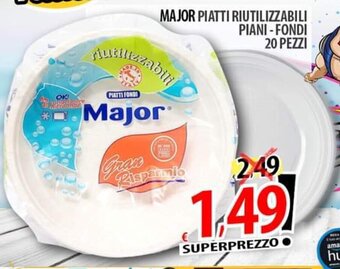 MAJOR PIATTI RIUTILIZZABILI PIANI - FONDI 20 PEZZI