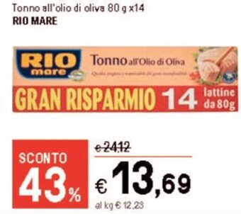 Iper La Grande Tonno all'olio di oliva 80 g x14 RIO MARE offerta