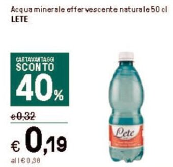 Iper La Grande Acqua minerale effervescente naturale 50 cl LETE offerta