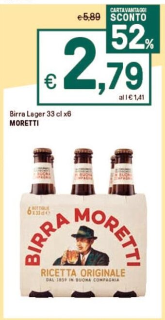 Iper La Grande Birra Lager 33 cl x6 MORETTI offerta