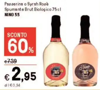 Iper La Grande Passerina o Syrah Rose Spumante Brut Biologico 75cl NINO 55 offerta