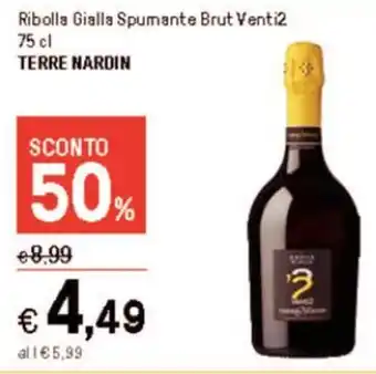 Iper La Grande Ribolla Gialla Spumante Brut Venti2 75 cl offerta