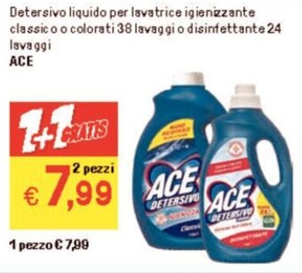 Iper La Grande Detersivo liquido per lavatrice igienizzante classico o colorati 38 lavaggio disinfettante 24 lavaggi ACE offerta