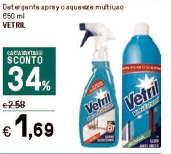 Iper La Grande Detergente spray o squeeze multiuso 650 ml VETRIL offerta
