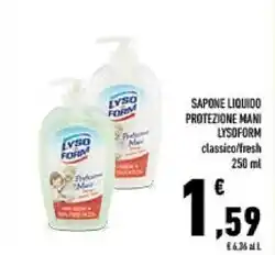 Conad City Lysoform sapone liquido protezione mani offerta