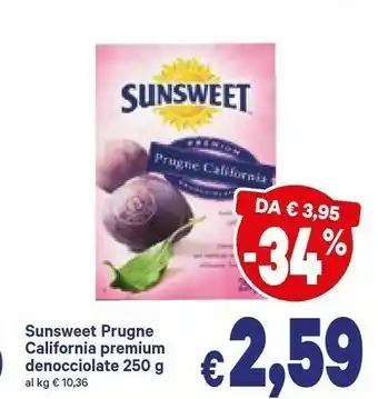A&O Sunsweet Prugne Californiane Denocciolate Premium Senza Conservanti 250 G(ml) offerta
