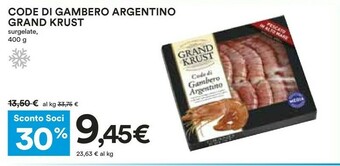 Coop Grand Krust - Code Di Gambero Argentino 400 G(ml) offerta