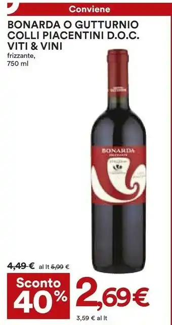 Coop Colli piacentini Bonarda Vino Frizzante 750 G(ml) offerta