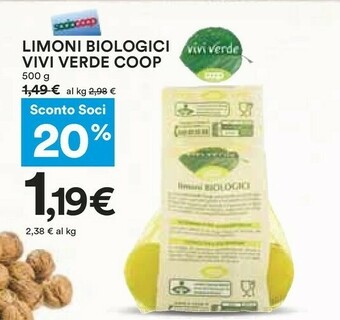 Coop Vivi verde coop Limoni Biologici offerta