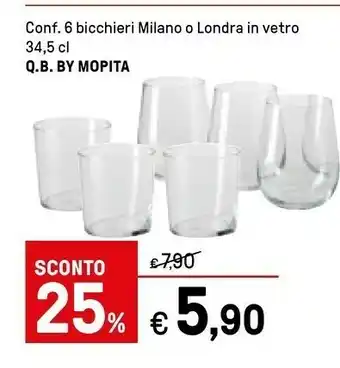 Mopita 6 Bicchieri Milano A Londra In Vetro